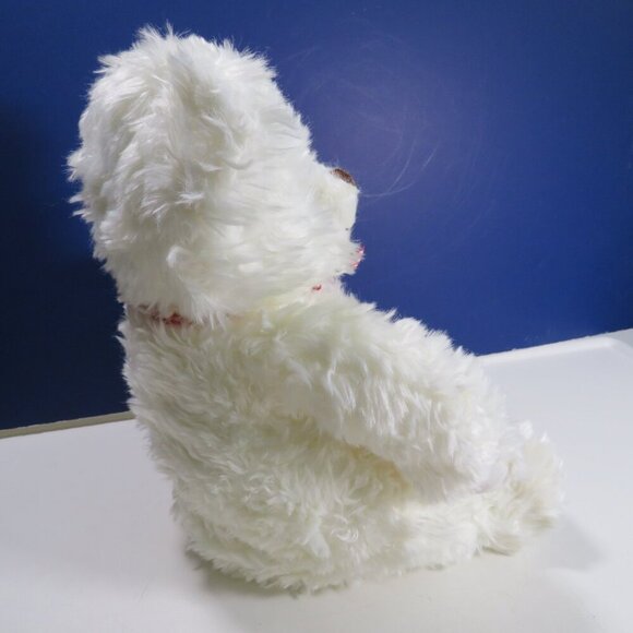 Hallmark white teddy bear with red gingham bow Sits By Self Weighted 13oz - Picture 4 of 11